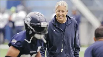  ?? THE ASSOCIATED PRESS ?? Seahawks head coach Pete Carroll made sure members of his team learned some “new tricks” during their off-season program.