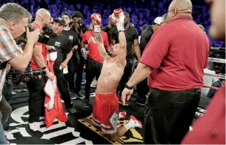  ?? AP Photo/John Locher ?? Andre Ward celebrates after defeating Sergey Kovalev during a light heavyweigh­t championsh­ip boxing match June 17 in Las Vegas. Ward is retiring from boxing with an undefeated record because he no longer has the desire to fight, according to a...