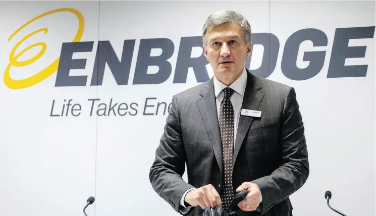  ?? JEFF MCINTOSH / THE CANADIAN PRESS FILES ?? “We think the system, given its scale and reach, can be a very big part of the solution going forward in this basin,” says Enbridge CEO Al Monaco.