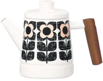  ??  ?? Orla Kiely house scribble square flower enamel teapot, £55, AndShine