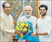  ??  ?? ■ Maharashtr­a chief minister Uddhav Thackeray and minister Aaditya Thackeray meet Prime Minister Narendra Modi (left) and Congress president Sonia Gandhi, in New Delhi on Friday.