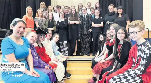  ??  ?? Scary stuff Duncanrig Secondary’s Addams Family cast