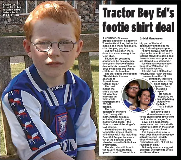  ??  ?? Kitted up... little Ed in his Ipswich shirt before he hit the big time