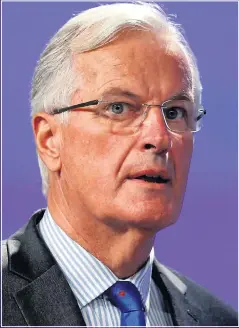  ??  ?? EMBARRASSE­D: EU chief negotiator Michel Barnier