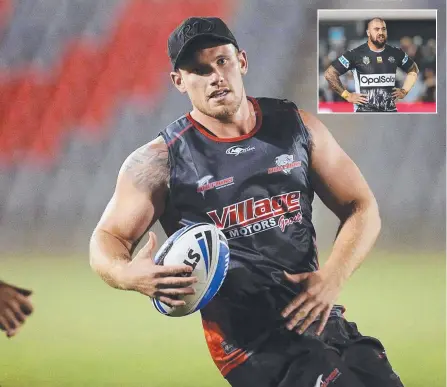  ?? Picture: AAP IMAGES ?? Former NRL player Matt Lodge (above) has acted as an Andrew Fifita (inset) body double at Broncos training.