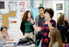  ?? LOANED PHOTO/YUMA UNION HIGH SCHOOL DISTRICT ?? ARIZONA STATE REP. CHARLENE FERNANDEZ VISITS SAN LUIS HIGH School on the morning of Sept. 25 as part of “Take Your Legislator to School Day.” She spoke with several government classes during a tour of the school.