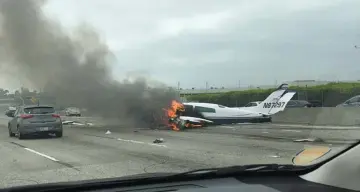  ??  ?? After the plane clipped his car and crash-landed on the freeway, John Meffert (below) doubted that anyone could have survived.