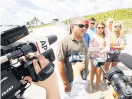  ?? ADAM SACASA/STAFF FILE PHOTO ?? Nick Korniloff, stepfather of Perry Cohen, speaks to the media in 2015 before walking down the beach at Coral Cove Park in Tequesta.