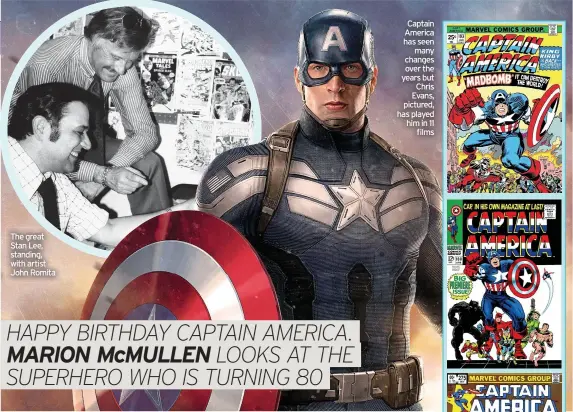  ??  ?? Captain America has seen many changes over the years but Chris Evans, pictured, has played him in 11 films