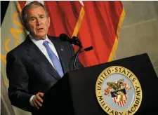  ??  ?? Former US president George W Bush speaks at the United States Military Academy in West Point, New York