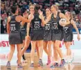 ?? Photo: PHOTOSPORT ?? Casey Kopua and the Silver Ferns celebrate after beating Australia at the Netball World Cup in Sydney on Sunday night.