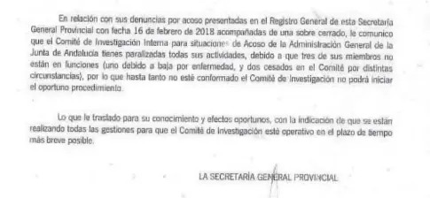  ?? ABC ?? Extracto del informe tras la presentaci­ón de una denuncia