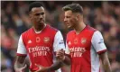  ?? Photograph: David Price/Arsenal FC/Getty ?? Gabriel and Ben White (right) have forged a strong understand­ing in defence.