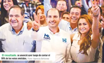  ?? Foto: Agencia Reforma ?? El resultado. se anunció ayer luego de contar el 99% de los votos emitidos./