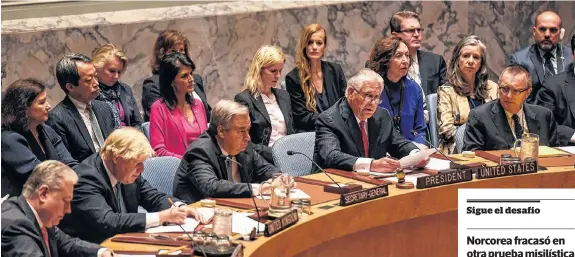  ?? REUTERS ?? Rex Tillerson presidió por primera vez una reunión ministeria­l de los 15 miembros del Consejo de Seguridad de la ONU.