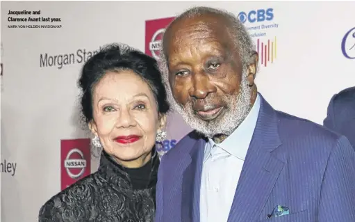  ?? MARK VON HOLDEN INVISION/AP ?? Jacqueline and Clarence Avant last year.