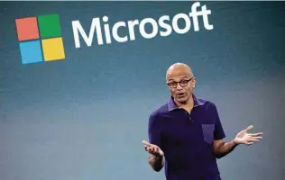  ?? Associated Press file photo ?? CEO Satya Nadella said in June that Microsoft would double the number of Black and AfricanAme­rican managers, senior individual contributo­rs and senior leaders by 2025.