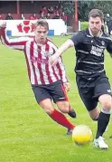  ??  ?? Nine goal thriller Glens striker Liam Gormley