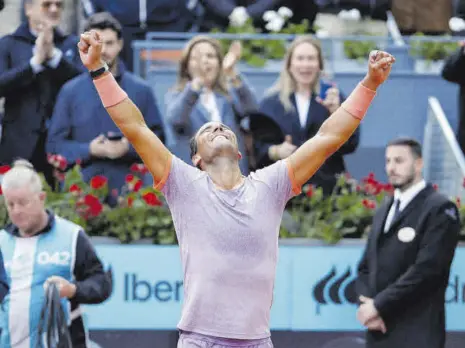  ?? // EFE ?? Rafa Nadal celebra con gran intensidad el triunfo conseguido tras un duro partido