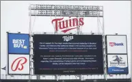  ?? Stacy Bengs / Associated Press ?? The Twins postponed Monday’s game against the Red Sox because of safety concerns following the fatal police shooting of a Black man in a nearby suburb.