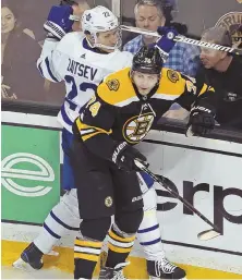  ?? StAff pHoto by StUARt CAHILL ?? BIG FIRST IMPRESSION: Jake DeBrusk enjoyed an impressive rookie campaign for the Bruins, scoring 16 goals and posting 43 total points this season.