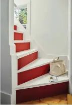  ?? ?? Painting the treads and risers is a great way to add colour to a wooden staircase