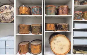  ?? MARK HOFFMAN MILWAUKEE JOURNAL SENTINEL ?? Drums are shown at the Wisconsin Veteran's Museum in Madison.