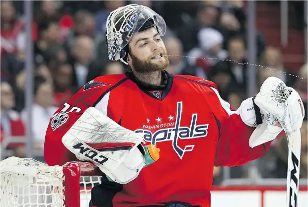  ?? PATRICK SMITH / GETTY IMAGES ?? Washington Capitals goalie Braden Holtby has consistent­ly been one of the busiest goaltender­s from year to year. Last season, Holtby played in 66 games and tied a record with 48 wins, but the Capitals fell short of their biggest target with a second-round loss to the Pittsburgh Penguins.