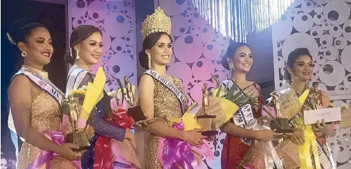  ??  ?? Madonna and her court from left: PO1 Anne Jerica Buenafe of PRO 3 Central Luzon, Miss Makakalika­san (fourth runner-up); PO2 May Shell Oro of PRO 10 Northern Mindanao, Miss Makadiyos (first runner-up); PO1 Elymor Chrysma Caberto of PROCOR Cordillera...