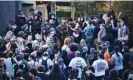  ?? Photograph: Andrew Goff/AP ?? Pro-Palestinia­n protesters in a standoff with campus police at Cal Poly Humboldt.