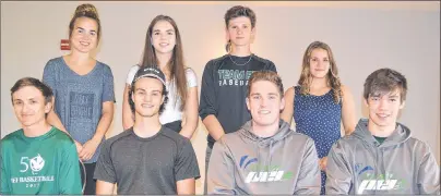  ?? ERIC MCCARTHY/JOURNAL PIONEER ?? Western P.E.I. athletes attending the Canada Games in Winnipeg from July 28 to Aug. 13 include, front row, from left, Logan Cameron, basketball; Diego LeClair, volleyball; Jacob Rayner, volleyball, and Morgan Caseley, volleyball. Second row, Kylee...