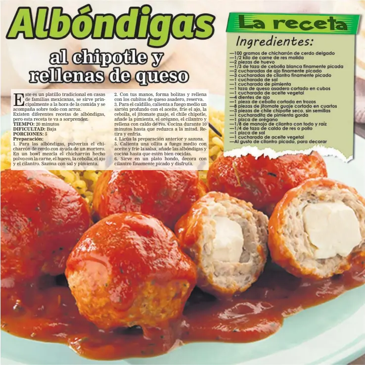 Albóndigas al chipotle y rellenas de questo - PressReader