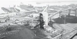  ?? JERRY JACKSON/BALTIMORE SUN ?? Heavy damage is seen on the coal transfer tower and north tunnel of the CSX Curtis Bay Pier.