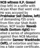  ?? ?? NCB witness K.P. Gosavi (top left) in a selfie with Aryan Khan that went viral. He was accused by
Prabhakar Sail (below, left) of demanding `25 crore from film star Shah Rukh Khan. NCP leader Nawab
Malik (bottom right) levelled a series of allegation­s against then NCB Mumbai director Sameer Wankhede
(left), of extortion and having a fake caste certificat­e.