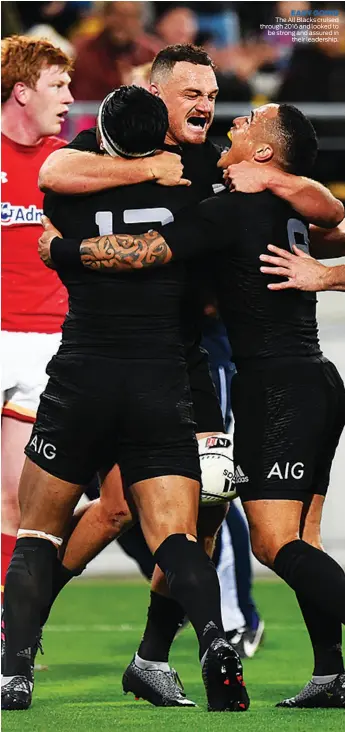  ??  ?? EASY GOING The All Blacks cruised through 2016 and looked to be strong and assured in their leadership.