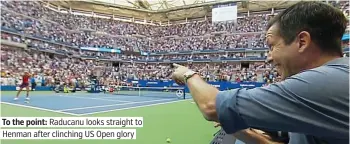  ?? ?? To the point: Raducanu looks straight to Henman after clinching US Open glory 4
Games lost by Andy Murray as the former world No.1 raced to a 6-3, 6-1 victory over Yannick Maden last night at the Rennes Open Challenger. He accepted a wild card to the event after his US Open exit