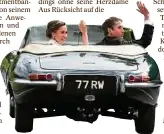  ??  ?? Pippa und James Matthews nach der Trauung im Jaguar. Foto: Getty