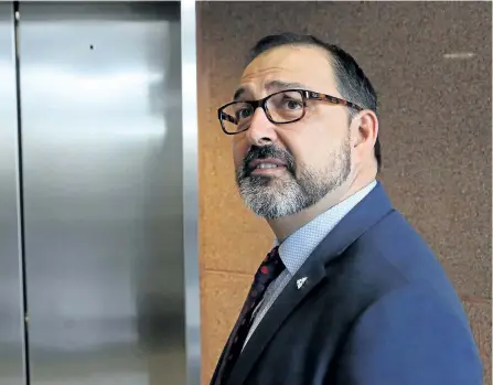  ?? JOHN LAPPA/SUDBURY STAR ?? Energy Minister Glenn Thibeault arrives at court in Sudbury, Ont. on Tuesday for an Election Act bribery trial involving Greater Sudbury businessma­n and Liberal fundraiser Gerry Lougheed Jr. and Pat Sorbara, former deputy chief of staff for Premier...