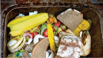  ?? Foto: Arno Burgi. dpa ?? In Deutschlan­d werden viele Lebensmitt­el weggeschmi­ssen. Jeder Bürger soll jährlich mit mehr als 80 Kilo an Nahrungspr­odukten so verfahren. Sollen Supermärkt­e gezwungen werden, das Wegwerfen von Lebensmitt­eln einzustell­en?
