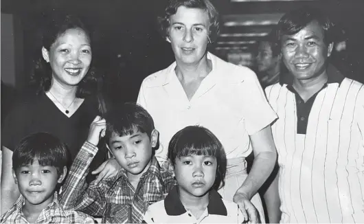  ?? FAMILY PHOTO ?? Refugee advocate Sheppie Abramowitz, back row middle, working in Thailand, where her husband, Morton I Abramowitz, was stationed as US ambassador from 1978 to 1981.