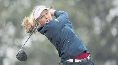  ?? JONATHAN HAYWARD THE CANADIAN PRESS ?? Brooke Henderson of Smiths Falls, Ont., tees it up this week at the season-ending CME Group Tour Championsh­ip in Naples, Fla.