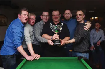  ??  ?? The Joe O’Toole’s team who secured the first division crown: Jason Barker, Declan Keegan, James O’Toole, team captain Brian Doyle, Paddy Byrne and Ollie Takacs. Photos: Matt Browne