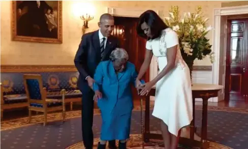  ?? (Barack Obama) ?? Virginia McLaurin, 106, dances with the Obamas in the White House in 2016