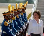  ?? — AP
— PTI) ?? Queen Letizia of Spain arrives at Palmerola air base in Comayagua department, 80 km north of Tegucigalp­a, Honduras, on Monday. — AFP