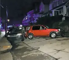 ?? KDKA-TV ?? Officers found Deraun Rouse in his SUV at Morrow Street and Craft Avenue, where it had crashed. He had been shot in the shoulder and hip.