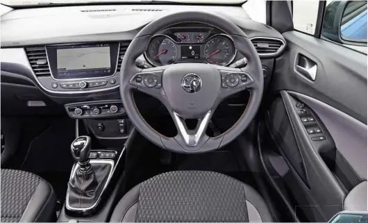  ??  ?? INTERIOR Clear, easy to read dials are a boon, and more modern interior feels grown-up compared with the Mokka X DRIVE Cruise control (below, middle) comes fitted as standard on all models