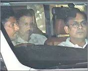  ?? ANI ?? ED officials taking Kejriwal to the agency’s headquarte­rs hours after arresting him.
