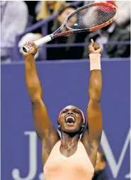  ?? ADAM HUNGER/THE ASSOCIATED PRESS ?? Sloane Stephens celebrates Thursday after defeating Venus Williams during the semifinals of the U.S. Open in New York.