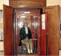  ??  ?? Jeremy Bentham’s remains were preserved after his death in 1832, and have been on display at University College London.