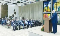  ?? (Mark Neyman/GPO) ?? PRESIDENT REUVEN RIVLIN addresses Israel’s ambassador­s based in Europe yesterday in Jerusalem.